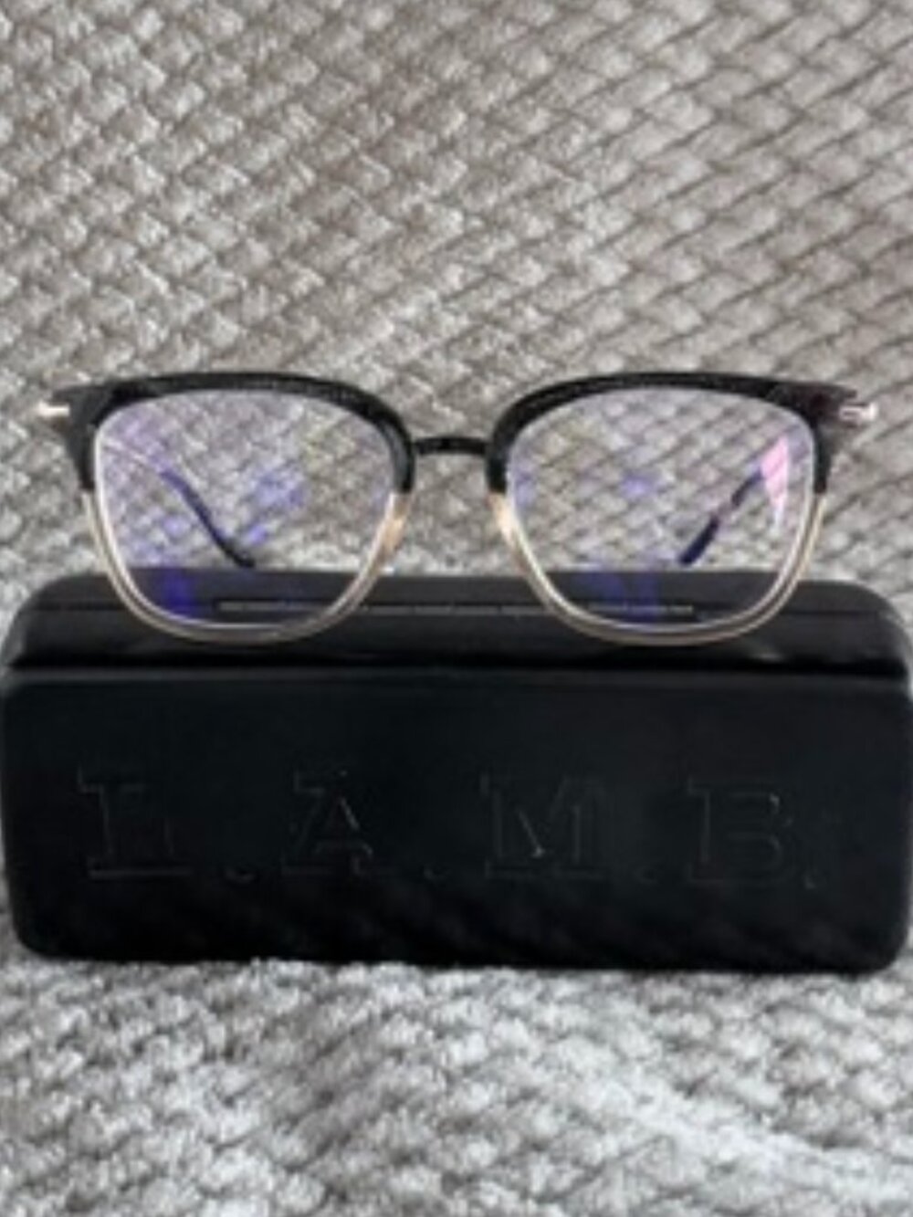 L.A.M.B. Gwen Stefani LA058 Black Multicolor Cat Eye Eyeglasses 53-18-140